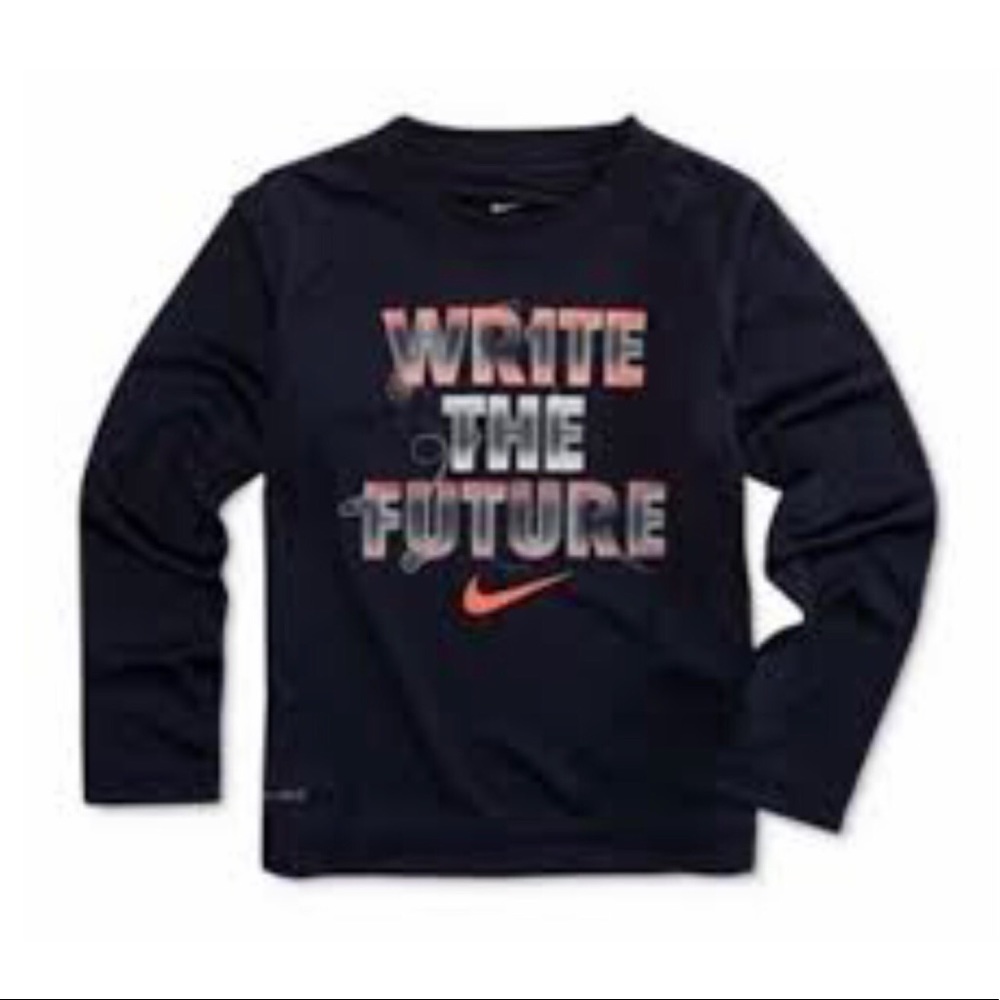 NIKE BOYS LONG SLEEVE NAVY TEE
